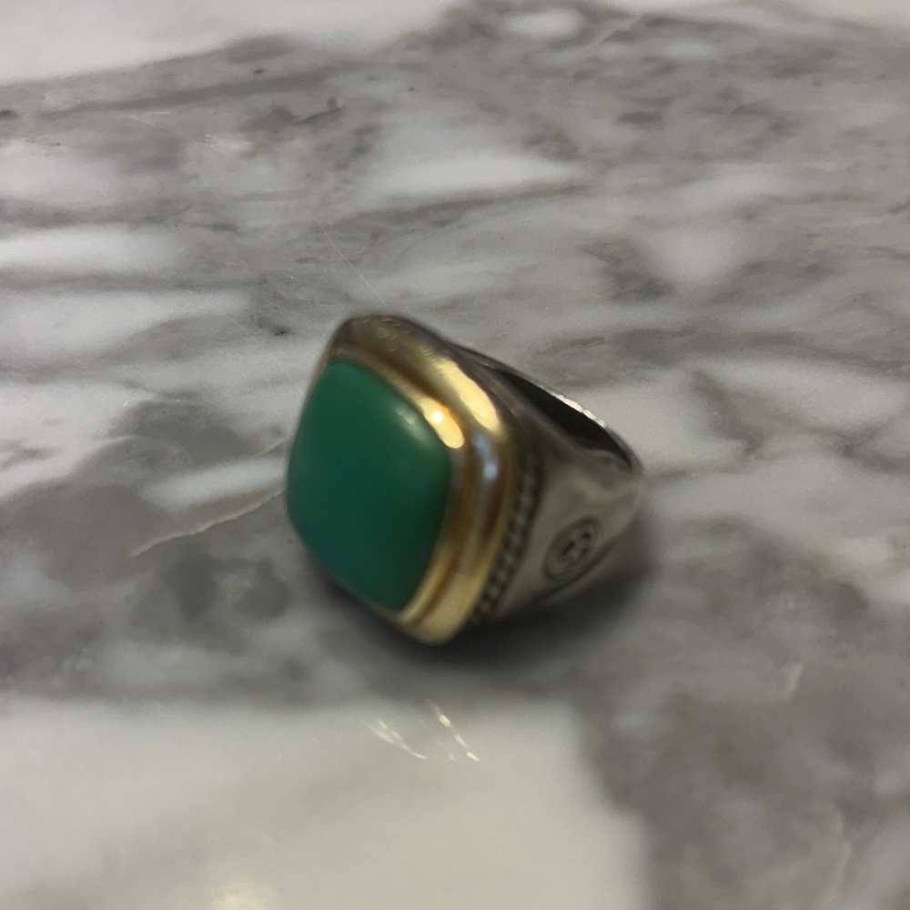 David Yurman Turquoise Silver and Gold Albion Ring Sz 7 - Picture 2 of 7